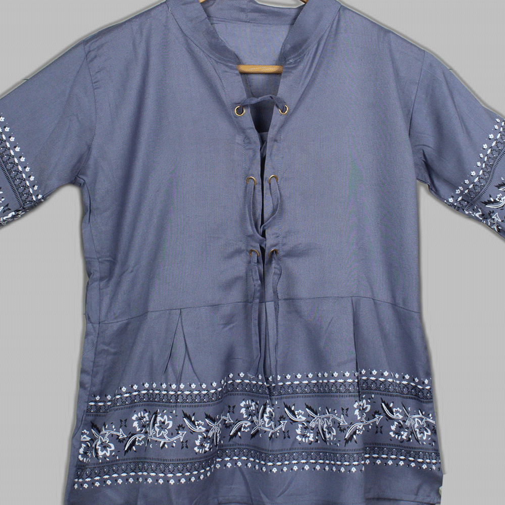 Sleevs Printed Gray Top for Women